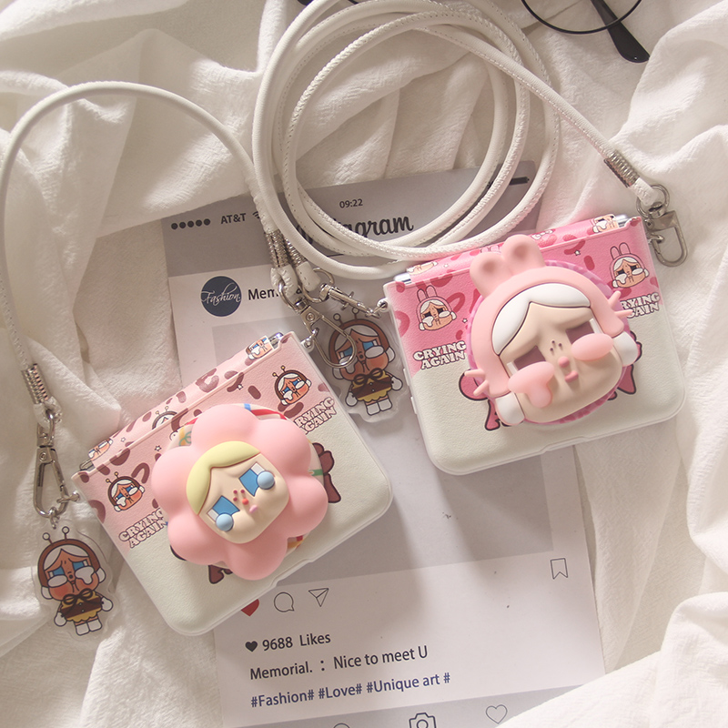 立体卡通豹纹哭娃适用华为puraX手机壳pocket2小米MIXFlip折叠屏OPPOFindN3Flip三星zflip76磁吸荣耀MagicV套