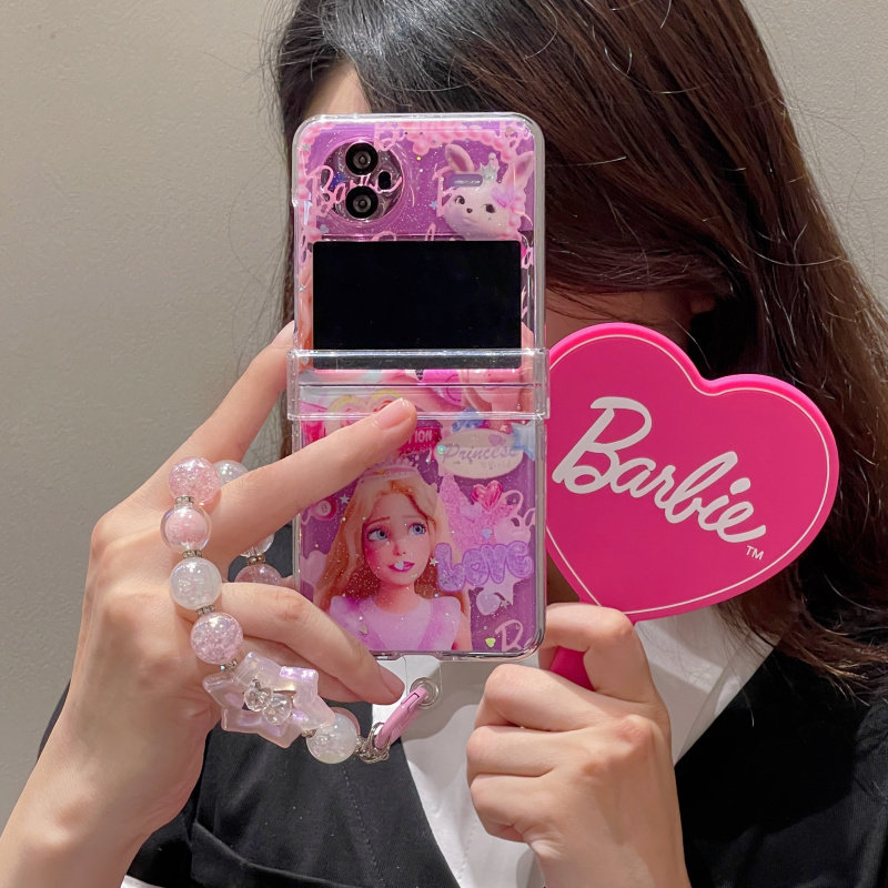 ins日韩滴胶亮片芭比娃娃适用于VIVOXFlip手机壳防摔全包
