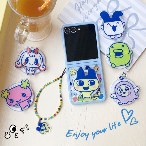ins日系卡通可爱拓麻歌子适用三星Zflip7手机壳折叠屏zflip6/5磁吸支架华为Pocket2小米MIX Flip保护套手链