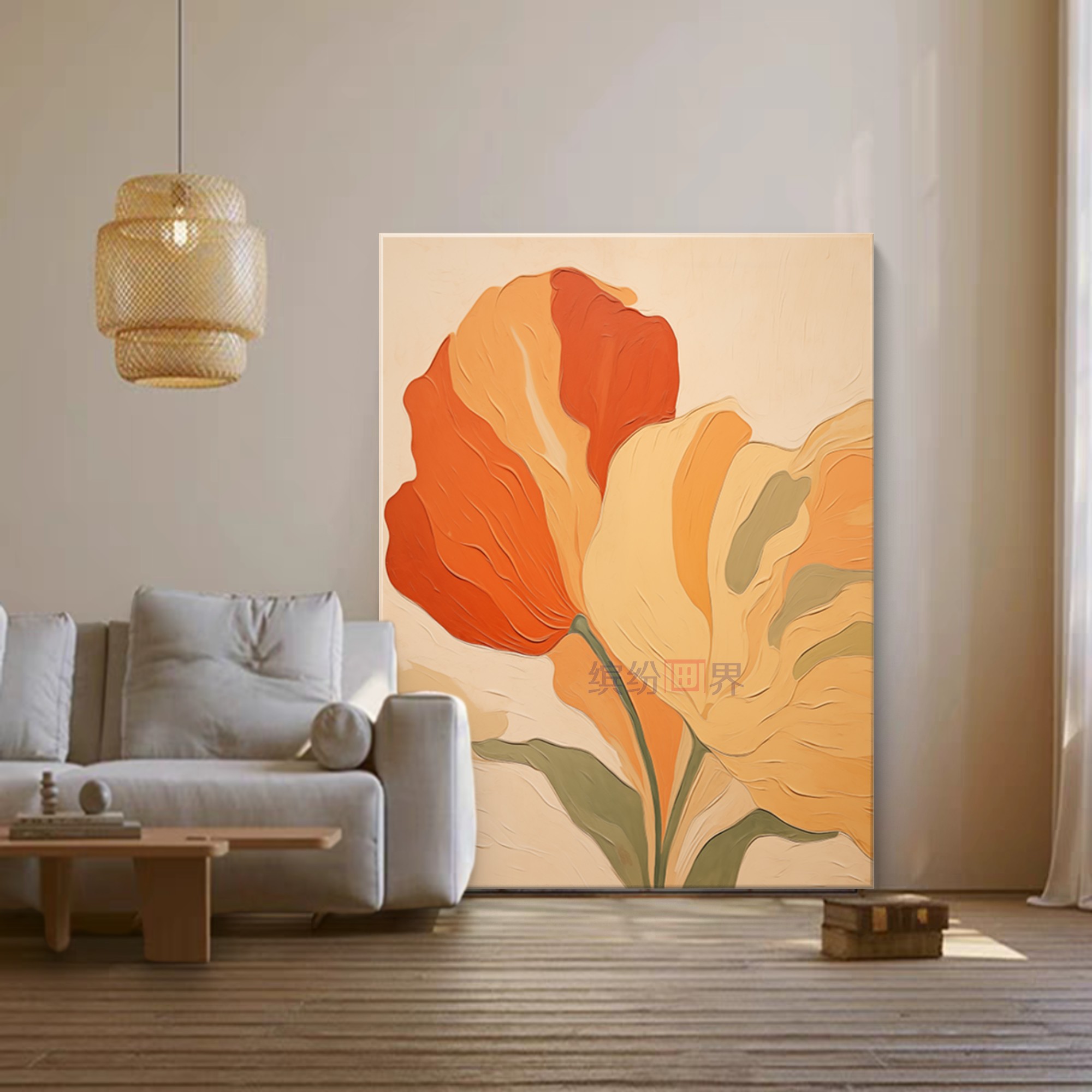 现代简约客厅装饰画肌理感大尺寸