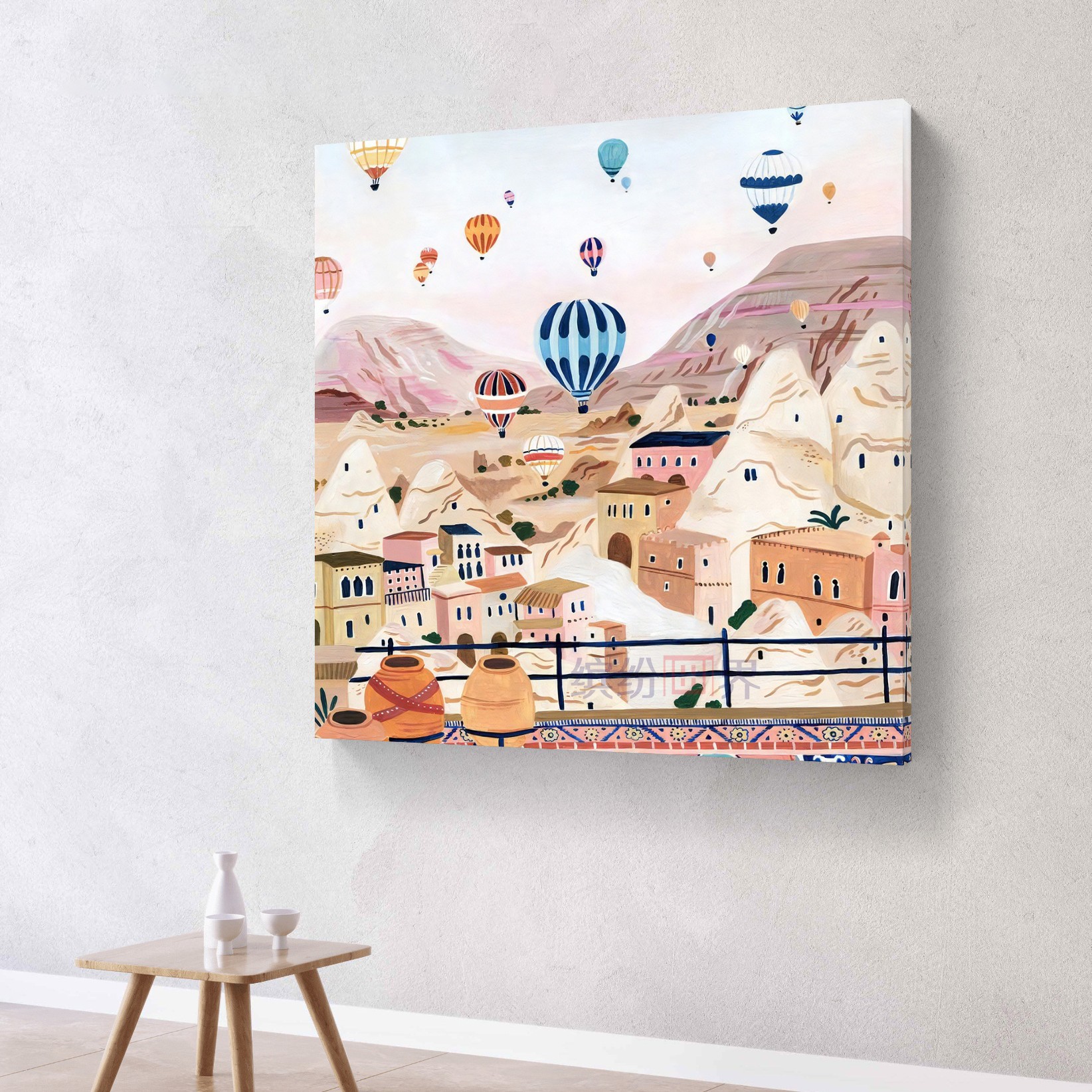 热气球现代卡通北欧风景画客厅