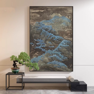 新中式古典山水意境暗色系酒店卧室客厅装饰画玄关壁画展览馆挂画