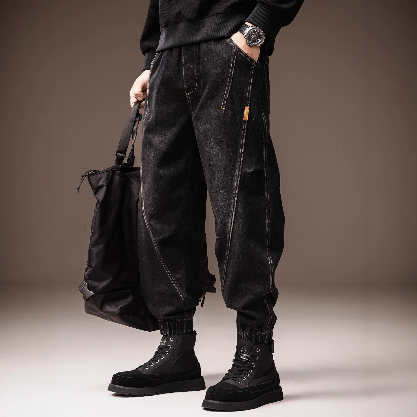 高端美式复古工装牛仔裤男休闲裤