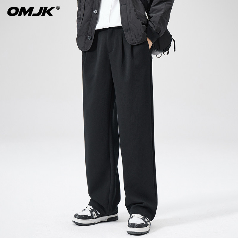 OMJK直筒休闲裤男高级感宽松阔腿垂感西裤春秋西装裤子男士长裤潮