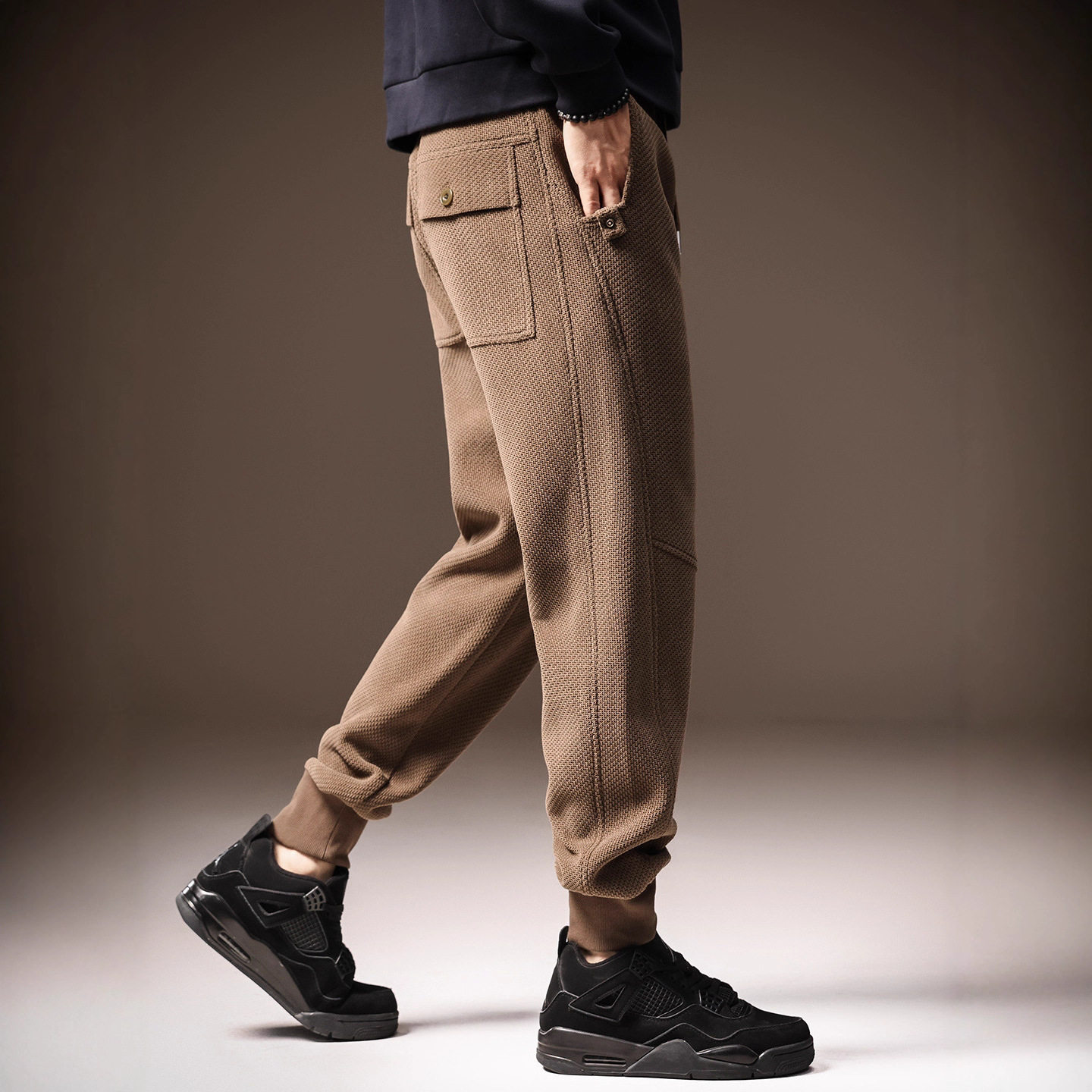 高端雪尼尔弹力卫裤男2025秋季新款束脚宽松舒适灯芯绒休闲裤子男