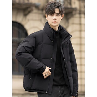 立领羽绒服男士2025新款冬季加厚面包服短款轻薄90绒保暖外套潮牌
