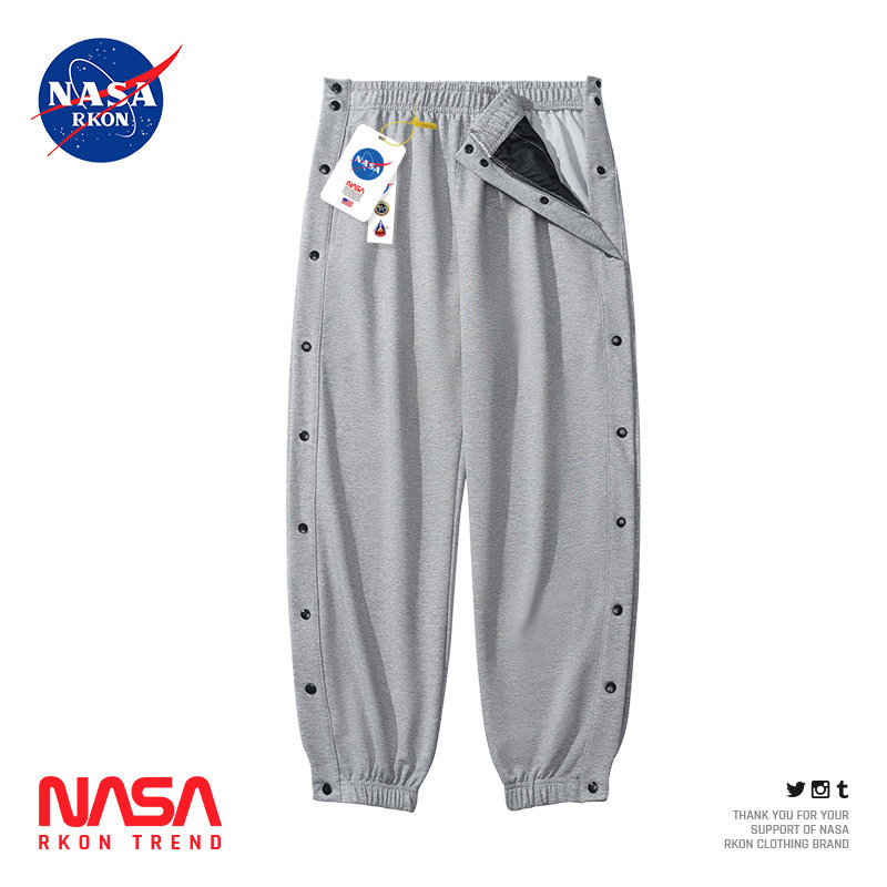 NASA CONP联名排扣裤男全开运动cba篮球短裤训练夏季薄款长卫裤子_虎窝淘