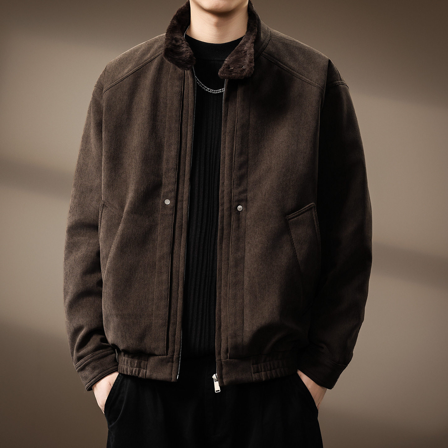 高端重磅仿貂绒灯芯绒加厚棉服