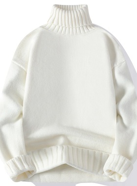 WASSUP DOZEN高领毛衣男女秋冬日系慵懒风情侣白色打底针织衫冬季