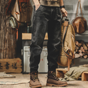 美式复古加绒牛仔裤男春秋款潮牌宽松直筒2025新款水洗男士休闲裤