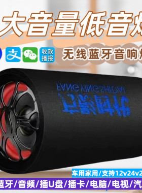 车载超重低音炮音响汽车摩托电动车12v24v蓝牙音箱大功率10寸8寸