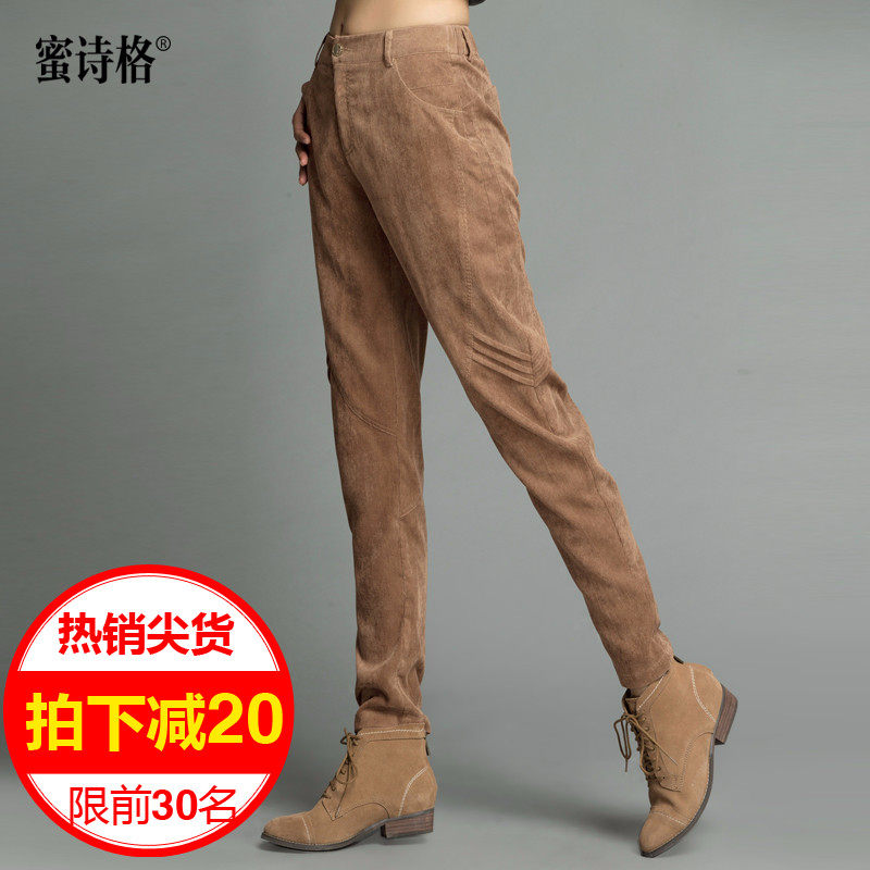 灯芯绒休闲裤子女2019秋季新款薄款松紧腰女裤显瘦大码裤小脚裤女在类目 女装/女士精品, 裤子, 休闲裤中 - 来自Buy2taobao.com提供专业的淘宝代购服务