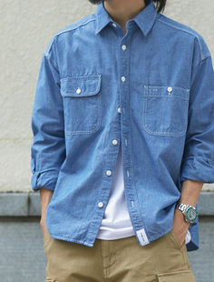 dcdt余文乐 日本进口面料重磅重工口袋衬衣青年布衬衫 老芬 staph