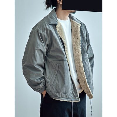 staph老芬日本进口面料双面穿日本尼龙面羊羔绒夹棉棉服外套夹克