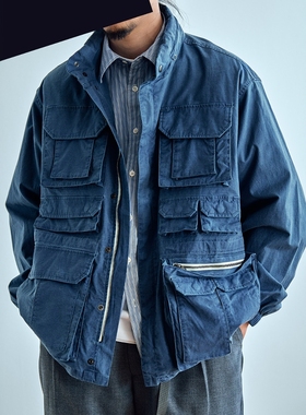 老芬staph日本进口面料蓝染暗格13袋夹克外套indigo field Jacket