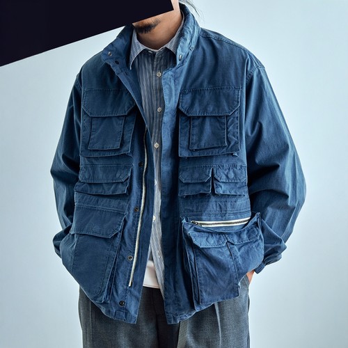 老芬staph日本进口面料蓝染暗格13袋夹克外套indigo field Jacket