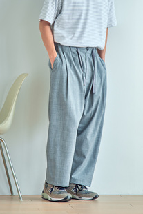 老芬 staph 日本进口羊毛面料美丽诺羊毛宽松腰带休闲长裤 剑道裤