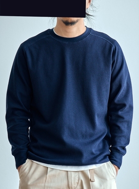 老芬staph日本进口鱼眼纹面料纯棉合身长袖T恤THERMAL FIELD TEE