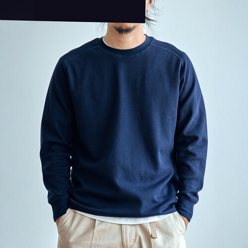 老芬staph日本进口鱼眼纹面料纯棉合身长袖T恤THERMAL FIELD TEE