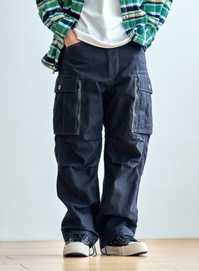 老芬staph日本进口面料拉链口袋蜡染蜡布工装裤CARGO PANTS