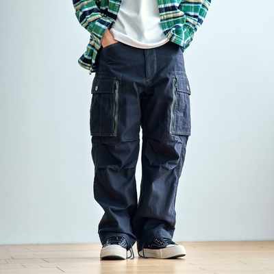老芬staph日本进口面料拉链口袋蜡染蜡布工装裤CARGO PANTS
