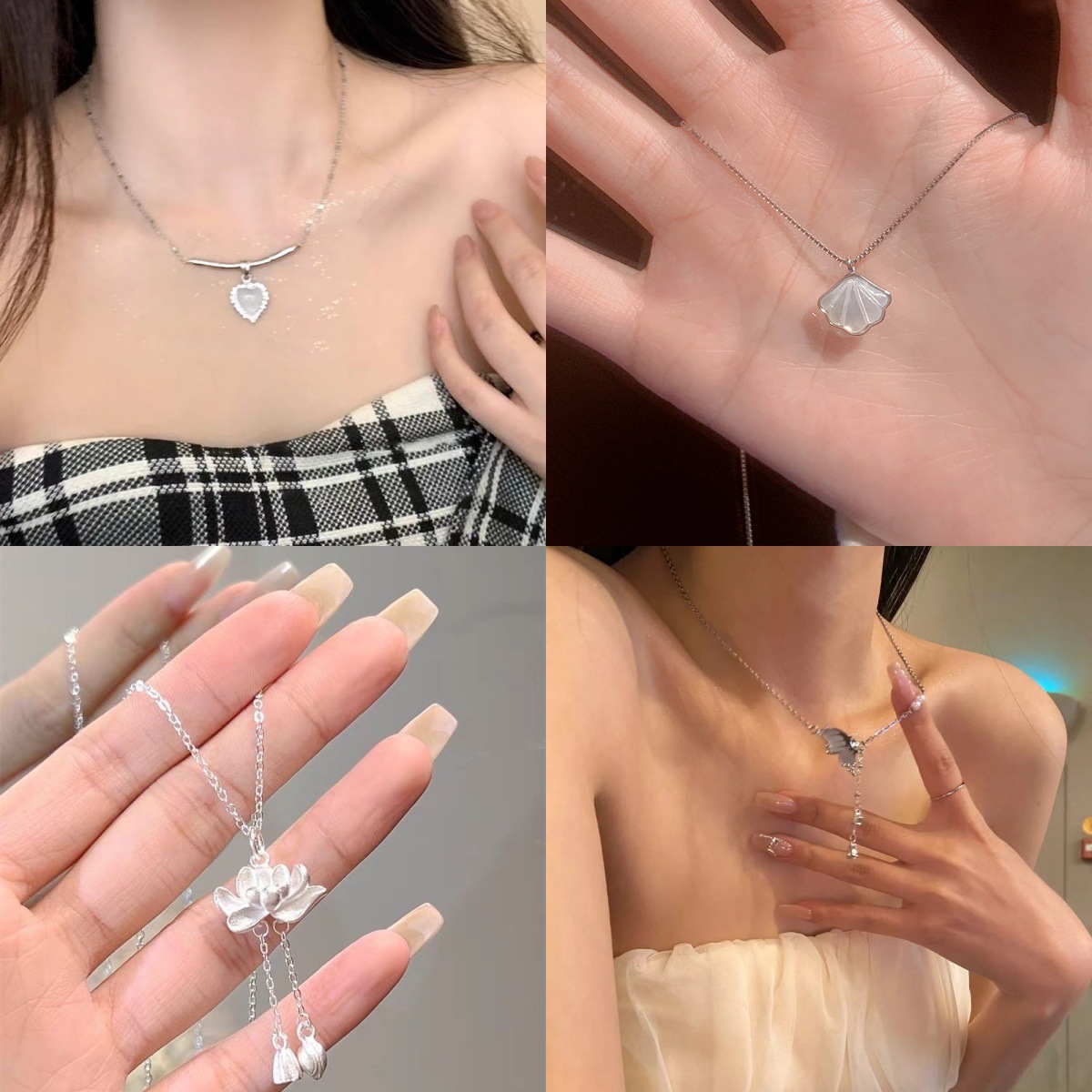 韩版时尚几何项链女ins冷淡风拼接锁骨链毛衣链