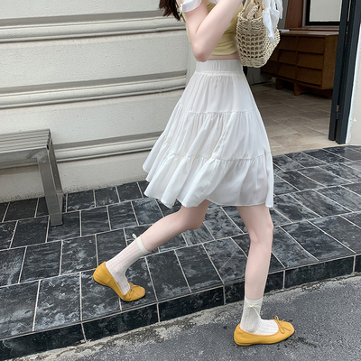 法式白色蛋糕裙学院风设计感短裙