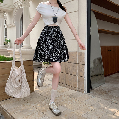 韩系小碎花百搭半身短裙