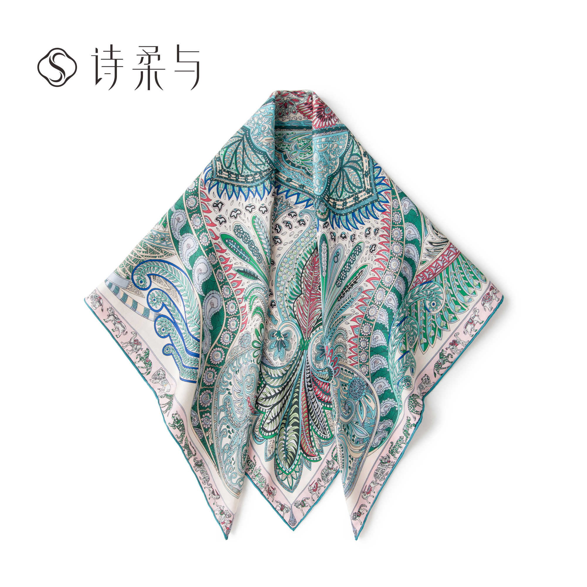 秋季新款女士双面提花桑蚕丝大方巾文艺潮流桑蚕丝薄款大披肩真丝