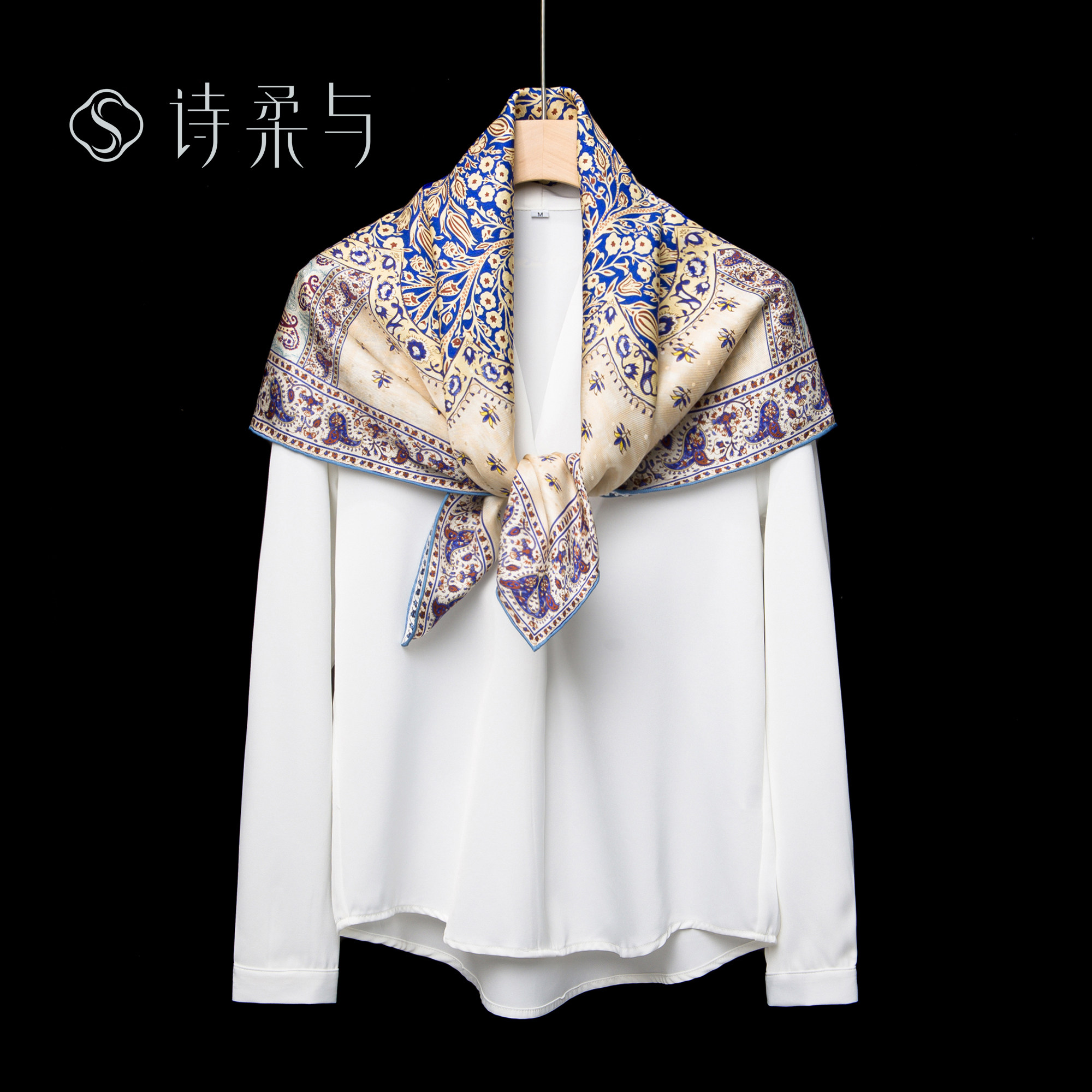 中老年妈妈真丝巾双面花萝大方巾围巾/丝巾/披肩