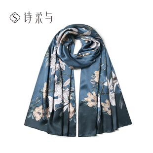 宴会晚装搭配真丝长巾女100%桑蚕丝围巾奢华光泽感晚礼服披肩