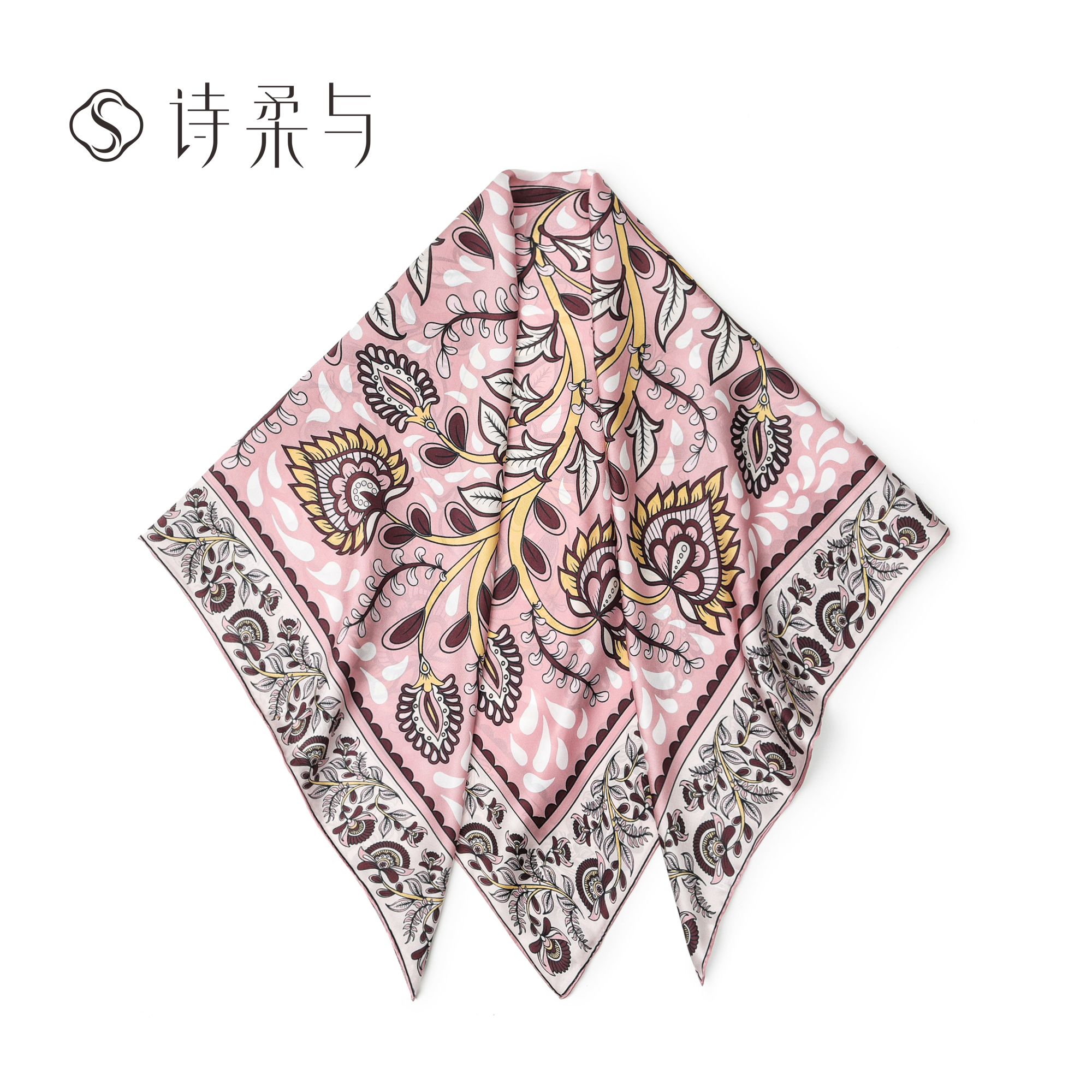 法式复古真丝大方巾女桑蚕丝超大印花沙滩防晒披肩围巾两用ins风