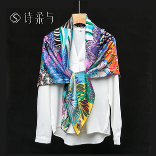 送长辈100%桑蚕丝巾女时尚 薄款 大方巾气质通勤百搭礼盒装 夏季