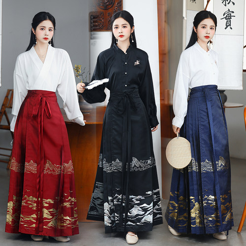 原创【江山如画】明制汉服国风螺钿织金马面裙女敬酒服日常飞机袖