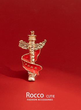 国庆节爱国五角星华表柱金属胸针红色柱子徽章领带领针别针纪念品