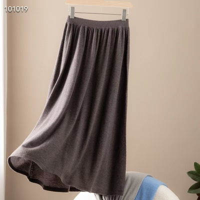 新款100%精纺68支羊绒伞裙女半身裙 休闲飘逸轻盈无感优雅显瘦