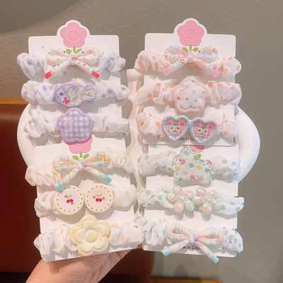 卡通花朵印花小肠发圈奶油发绳