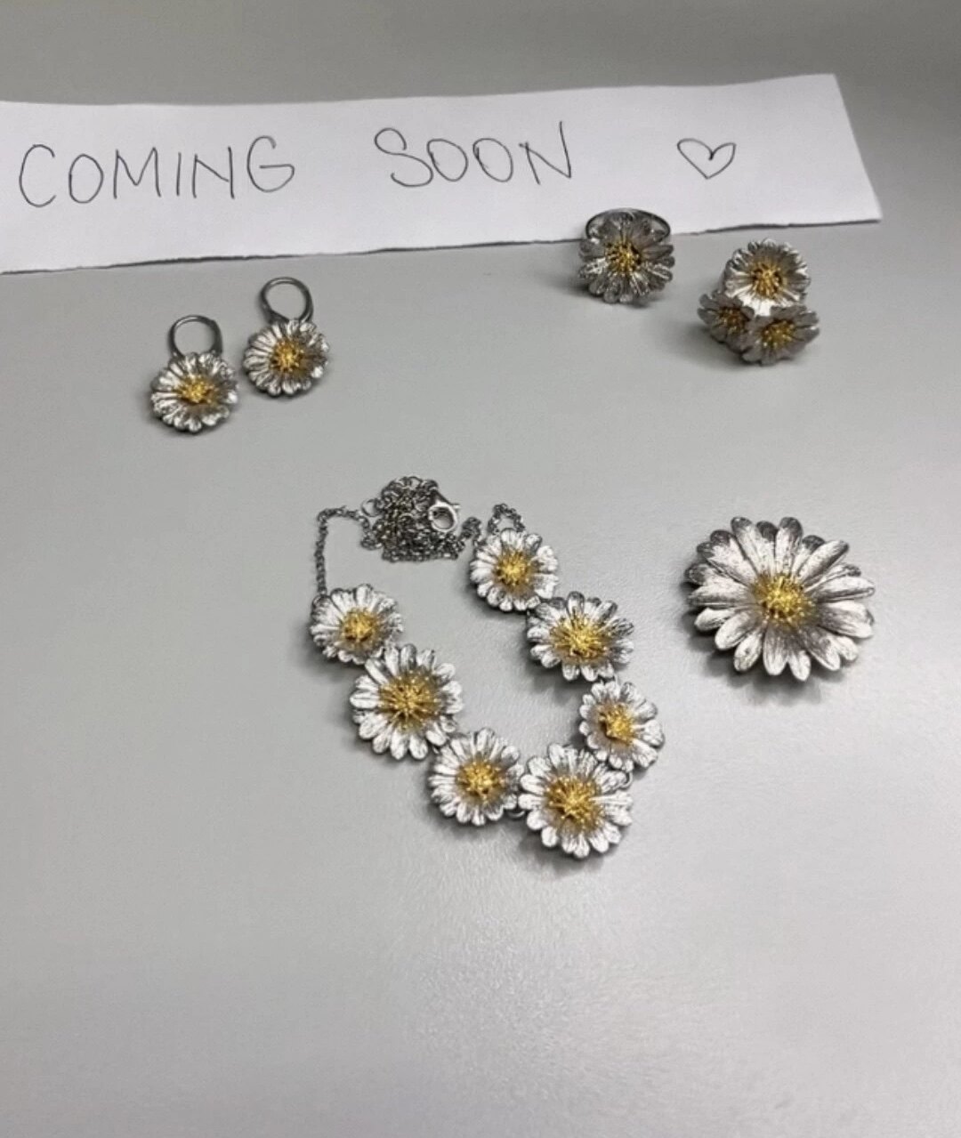 意大利银厂专柜清仓 S925银雏菊耳钉戒指项链手链手镯