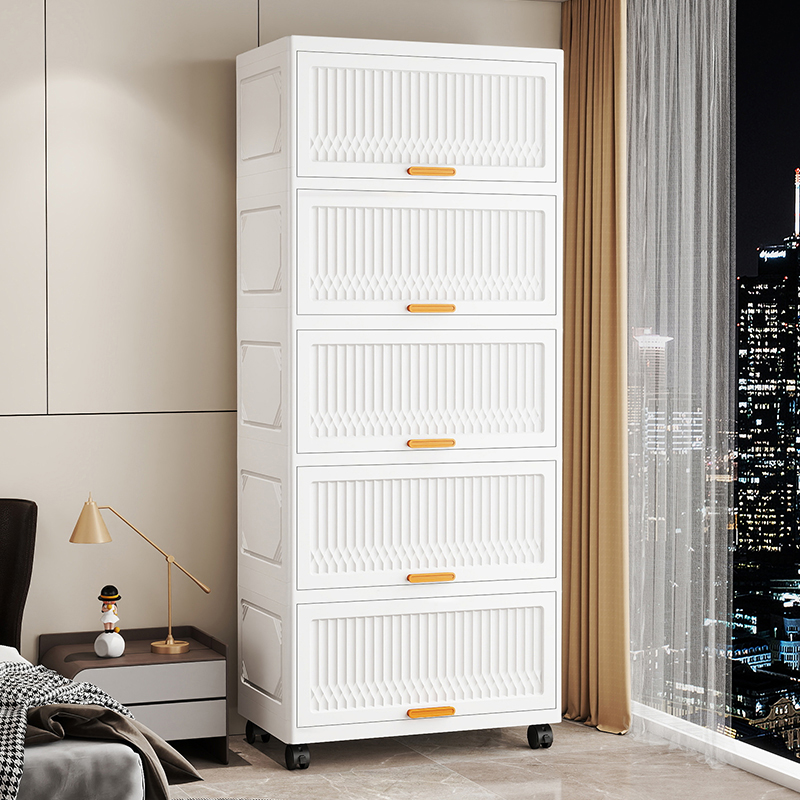 翻盖式储物柜厨房零食收纳柜子家用客厅零食置物柜塑料多层整理柜