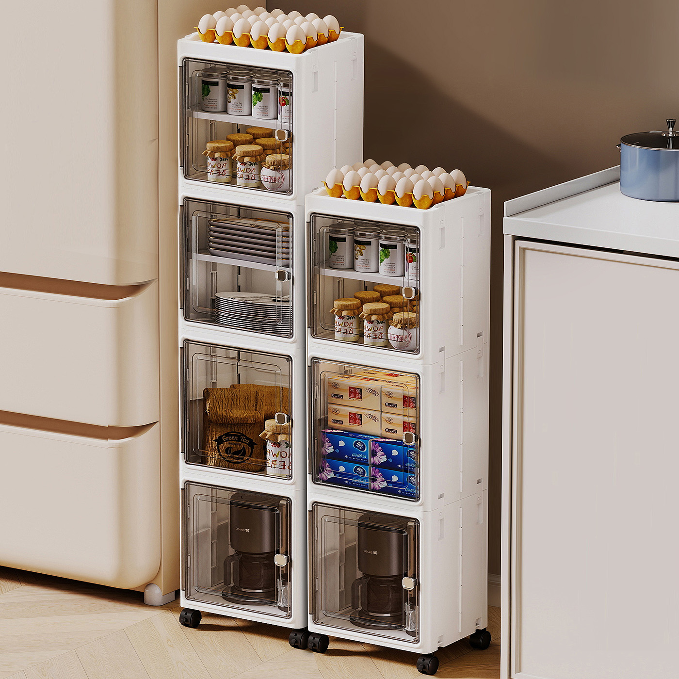 透明单开门收纳置物架夹缝收纳架