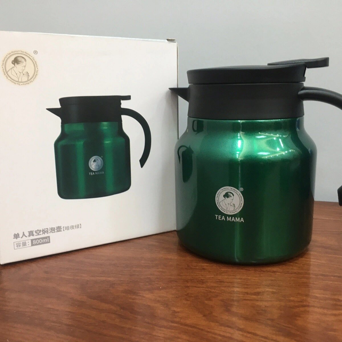 澜沧古茶茶妈妈焖泡壶保温杯绿色不锈钢内胆水杯容量800ml保温壶