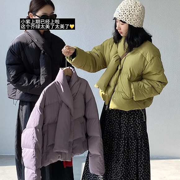 三星安心绒90白鸭绒羽绒服女短款