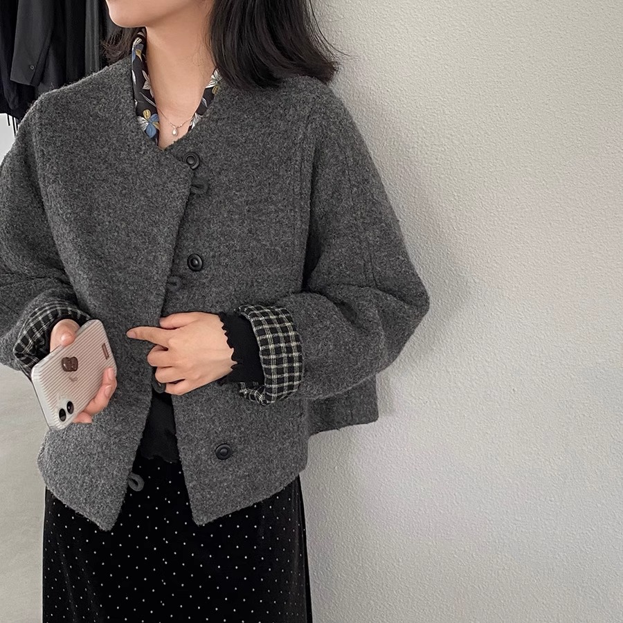 双面羊绒大衣女炭灰色2025春装