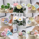 景德镇陶瓷器小花朵手工饰品荷花永生花束花瓶客厅摆件仿真花假花