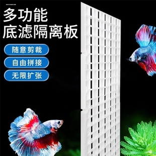 鱼缸盖板防跳网透明黑白网格板加密隔离网隔板底滤板水族箱底板