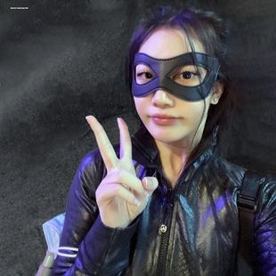 性感黑色皮质眼罩万圣节假面舞会派对装扮猫女郎面具半脸cos面罩