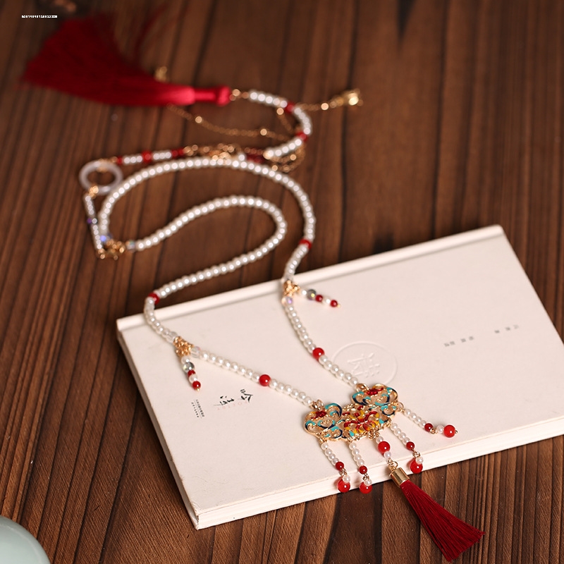 搭配马面裙的项链古风汉服背云流苏国风旗袍配饰结婚敬酒服璎珞女