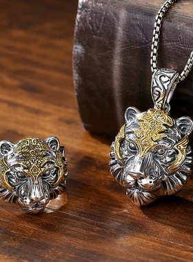 钛钢虎头男士戒指个性潮男霸气单身潮人食指戒子日韩老虎生肖饰品