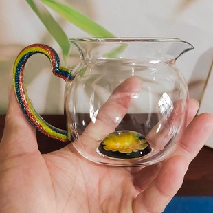 圆满耐热花珠海棠花底如玉凤颜玻璃公道杯高档分茶器高颜值茶海