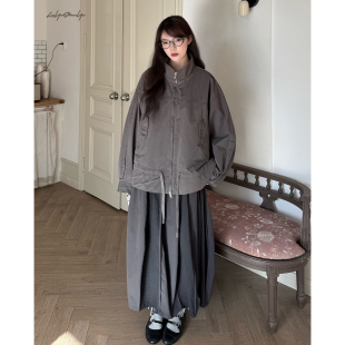 型显瘦百搭百褶A字半身裙女 拼接格子小众超赞版 陆与山屿 土壤